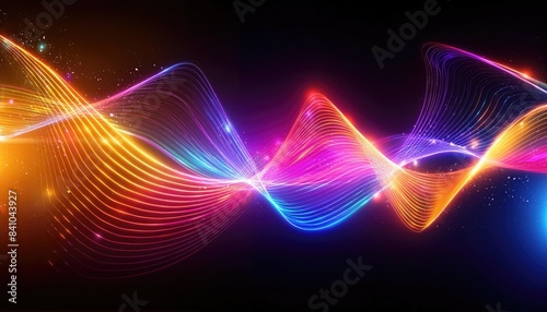 Abstract background with glowing lines, Neon lines background, glowing wavy neon light particles, website banner, colorful neon light background