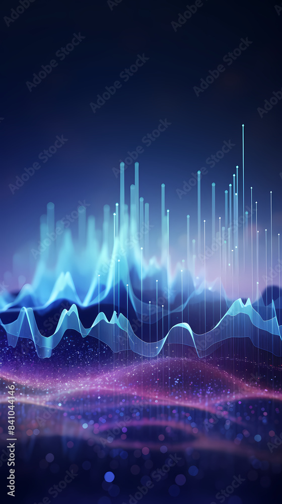 Abstract blue digital sound waves and data curves Abstract blue digital sound waves and data curves