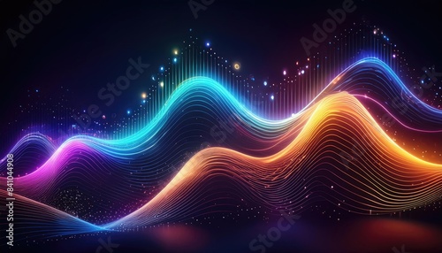 Abstract background with glowing lines, Neon lines background, glowing wavy neon light particles, website banner, colorful neon light background