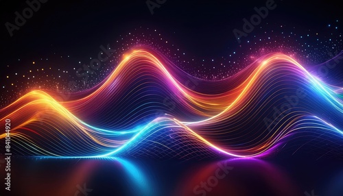 Abstract background with glowing lines, Neon lines background, glowing wavy neon light particles, website banner, colorful neon light background