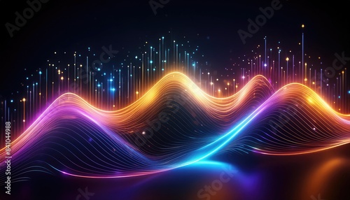 Abstract background with glowing lines, Neon lines background, glowing wavy neon light particles, website banner, colorful neon light background