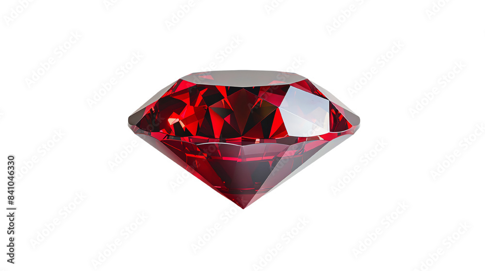 A single, brilliant red gemstone isolated on a transparent background. The gem sparkles and shines with a high degree of polish. A single, brilliant red gemstone isolated on a transparent background. The gem sparkles and shines with a high degree of polish.