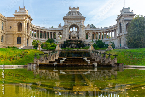 Outside view of Palais Longchamp in Marseille, France at sunny day