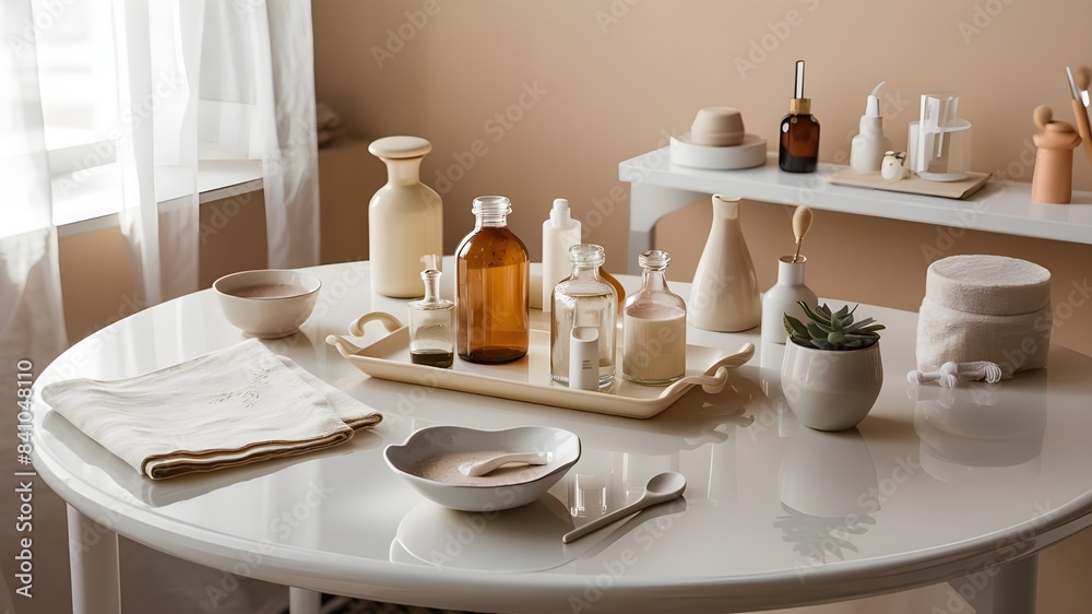 Luxurious Cosmetic Products for Body Care and Skin Beauty on a Green Leaf Background. Luxurious Cosmetic Products for Body Care and Skin Beauty on a Green Leaf Background.