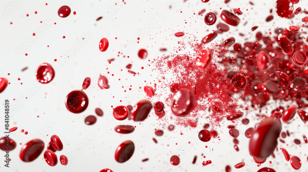 Vivid 3D Human Blood and Hemoglobin on White Background Vivid 3D Human Blood and Hemoglobin on White Background