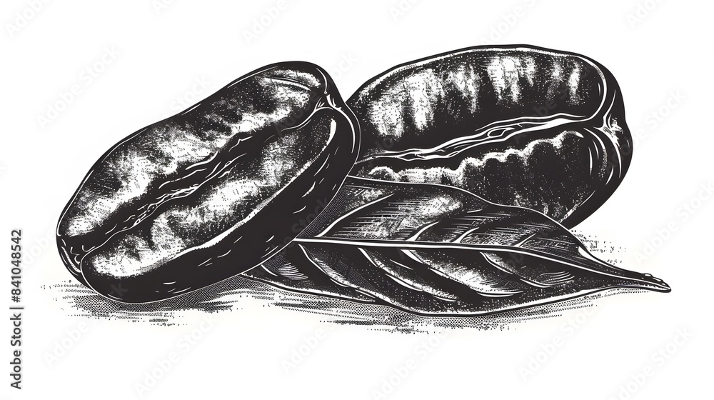 coffee grains and leaves in graphic style coffee grains and leaves in graphic style