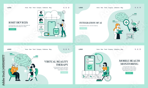 Tech Enabled Health. Flat Vector Illustration