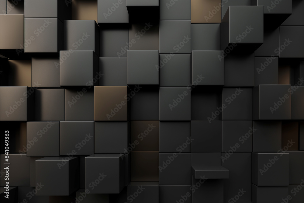Abstract geometric blocks on black background Abstract geometric blocks on black background