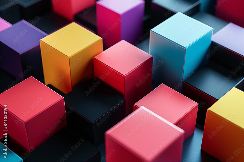 Abstract geometric blocks on black background Abstract geometric blocks on black background
