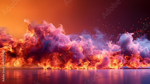 Dynamic Smoke and Fire on Gradient Background