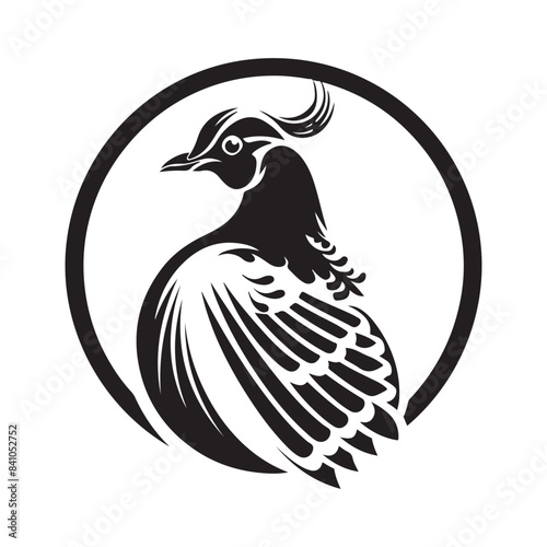 Partridge Logo Template. Partridge logo design in circle isolated on white