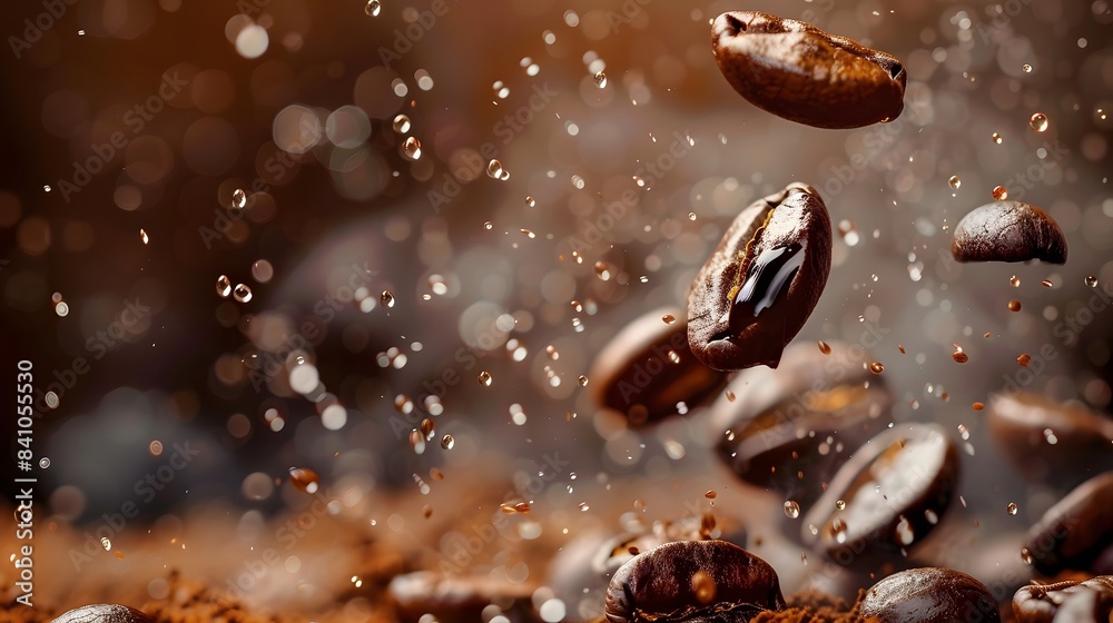 wave of splashing coffee with coffee beans, isolated on white wave of splashing coffee with coffee beans, isolated on white