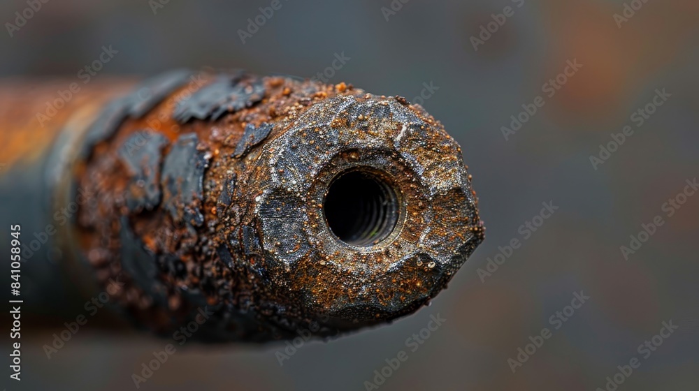 Close-up of a hollow point bullet with intricate details of the tip, showing its expansion capability, raw metal texture Close-up of a hollow point bullet with intricate details of the tip, showing its expansion capability, raw metal texture