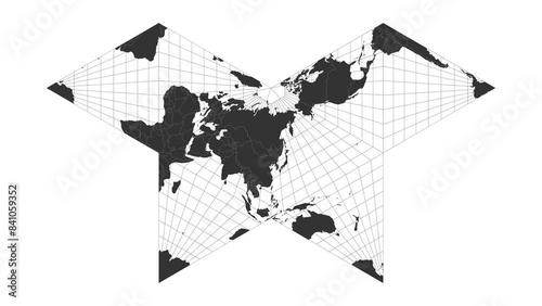 World map. Collignon butterfly projection. Animated projection. Loopable video. photo