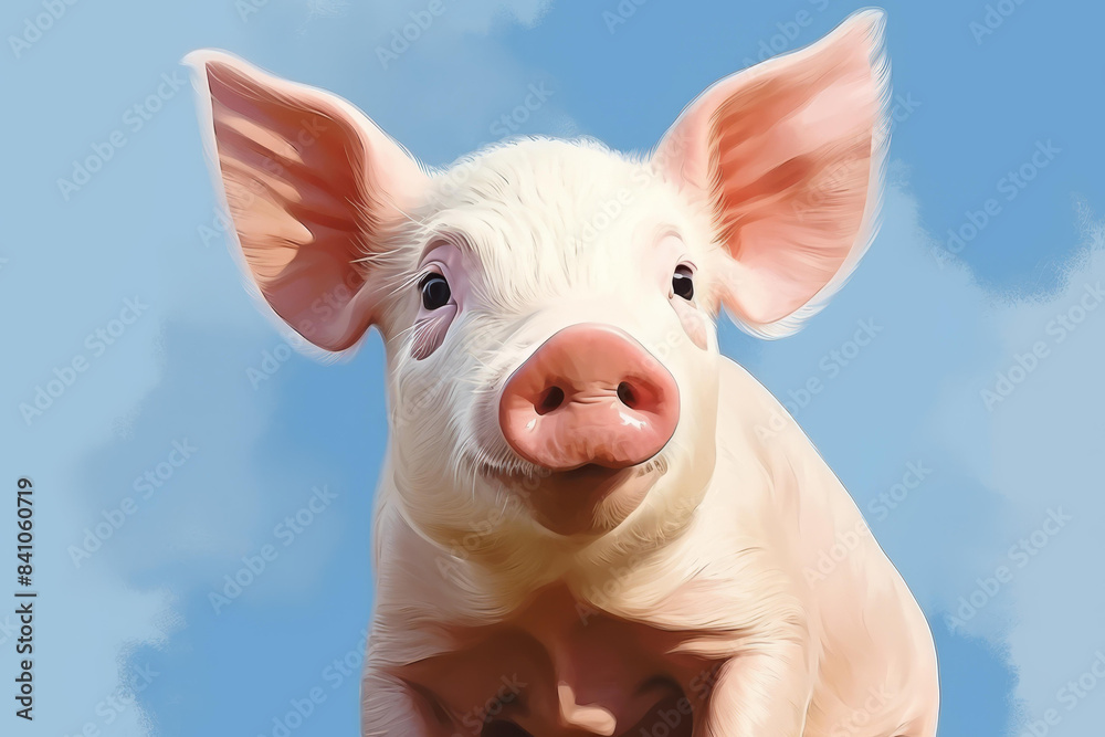 Whimsical pig illustration suitable for posters and postcards, showcasing cute and beautiful features in digital art. Whimsical pig illustration suitable for posters and postcards, showcasing cute and beautiful features in digital art.
