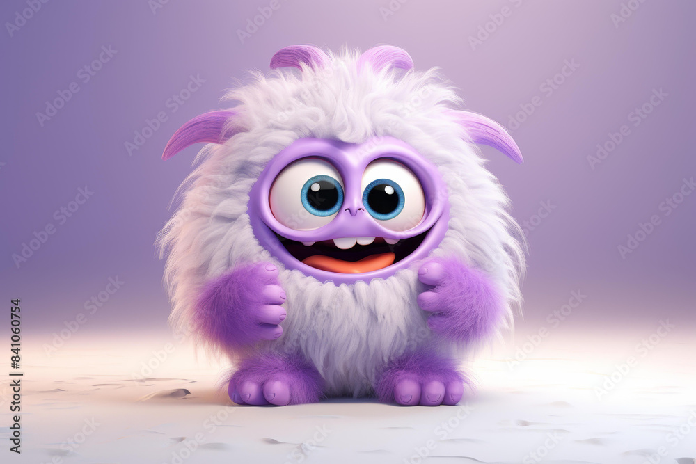 Fototapeta premium Fun and quirky commercial design featuring a cute, spectacled monster with a beautiful face.