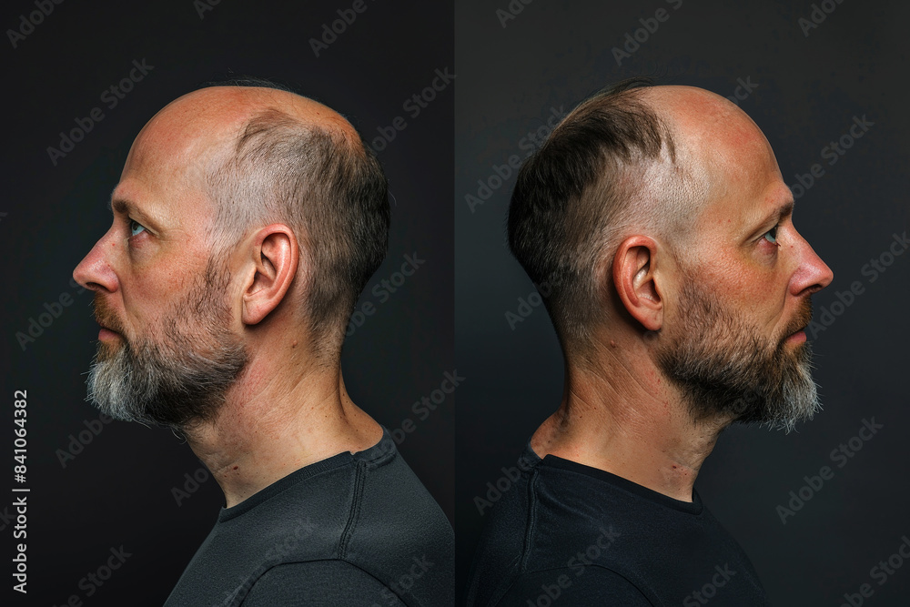 Fototapeta premium Before and After Comparison of Hair Treatment Effectiveness.