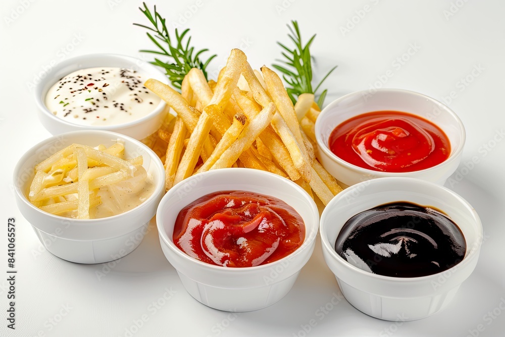 French Fries with Assorted Dipping Sauces French Fries with Assorted Dipping Sauces
