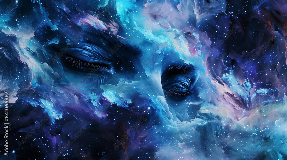 Watercolor nebula swirls in vibrant blues and purples, high resolution. Watercolor nebula swirls in vibrant blues and purples, high resolution.
