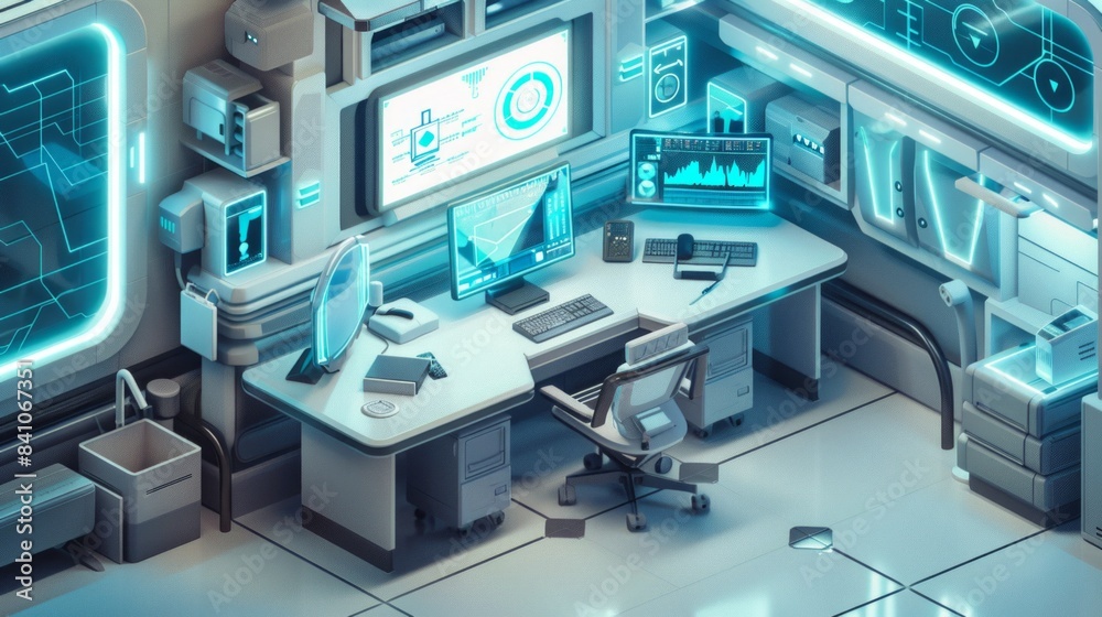 Isometric Quarantine Room Concept Isometric Quarantine Room Concept