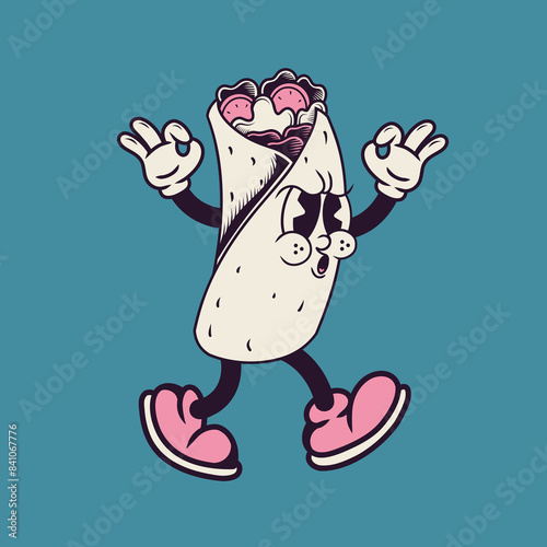 Retro character design of kebab
