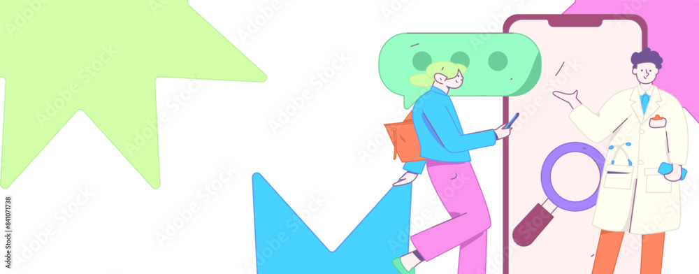 Doctor examines patient flat vector concept operation hand drawn illustration
Doctor examines patient flat vector concept operation hand drawn illustration