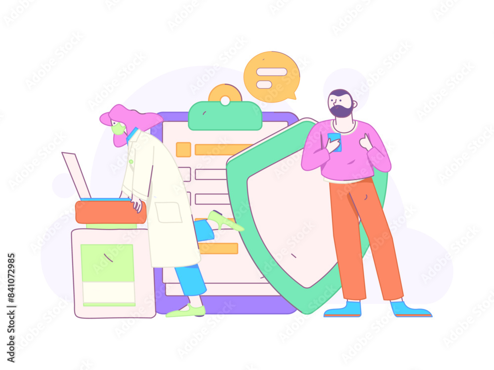 Doctor examines patient flat vector concept operation hand drawn illustration
