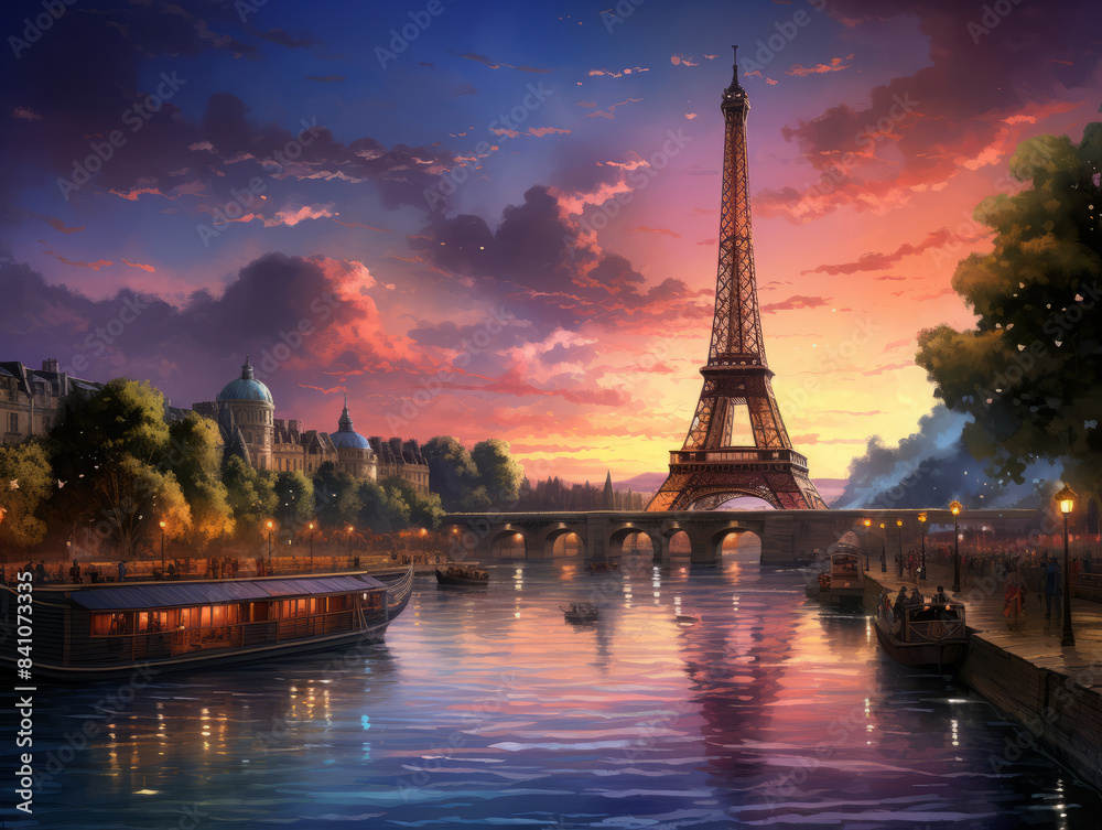 Fototapeta premium Eyecatching Awesome Famous eiffel tower in paris with gorgeous colors