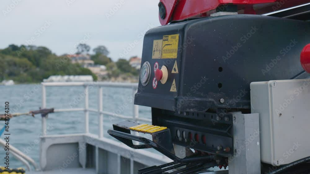Machinery and area at the stern of a passenger ferry as travelling along a river near a CBD. Handheld, clip 5 Machinery and area at the stern of a passenger ferry as travelling along a river near a CBD. Handheld, clip 5
