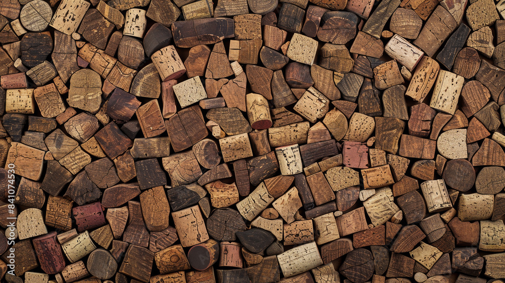 A Close Up View of Recycled Wine Corks, Arranged in a Pattern A Close Up View of Recycled Wine Corks, Arranged in a Pattern