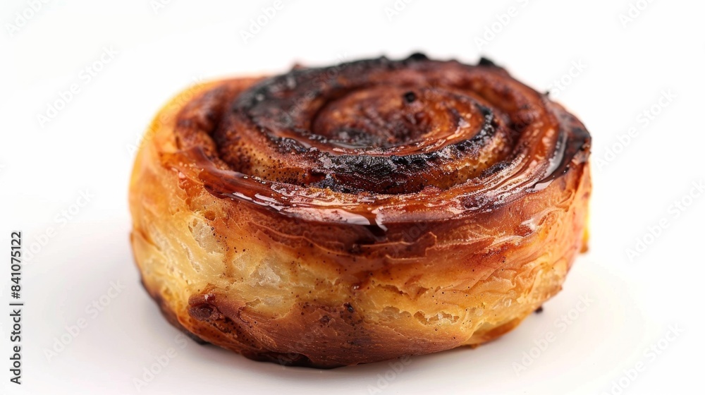 burnt cinnamon roll Isolated on white background. food concept for designer ads burnt cinnamon roll Isolated on white background. food concept for designer ads