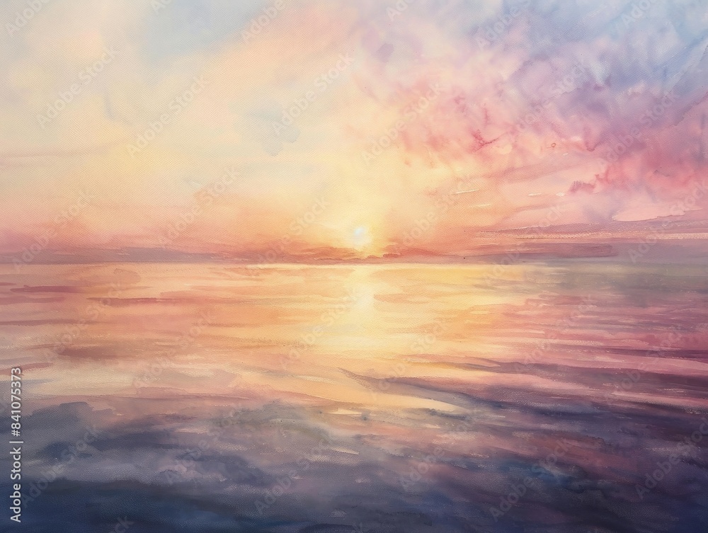 Obraz premium The setting sun casts a golden glow on the ocean. The sky is ablaze with color, and the waves are capped with white foam.