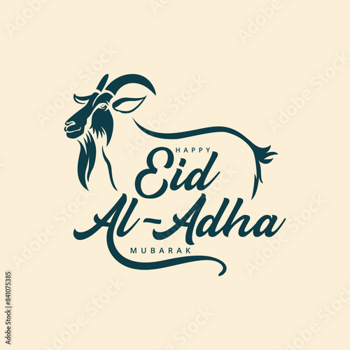 Eid Al Adha mubarak with cute sheep animal, The holiday occurs after the culmination of the annual Hajj. Feast of the Sacrifice.