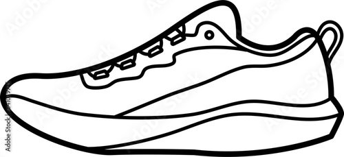 trail running shoes vector outline illustration