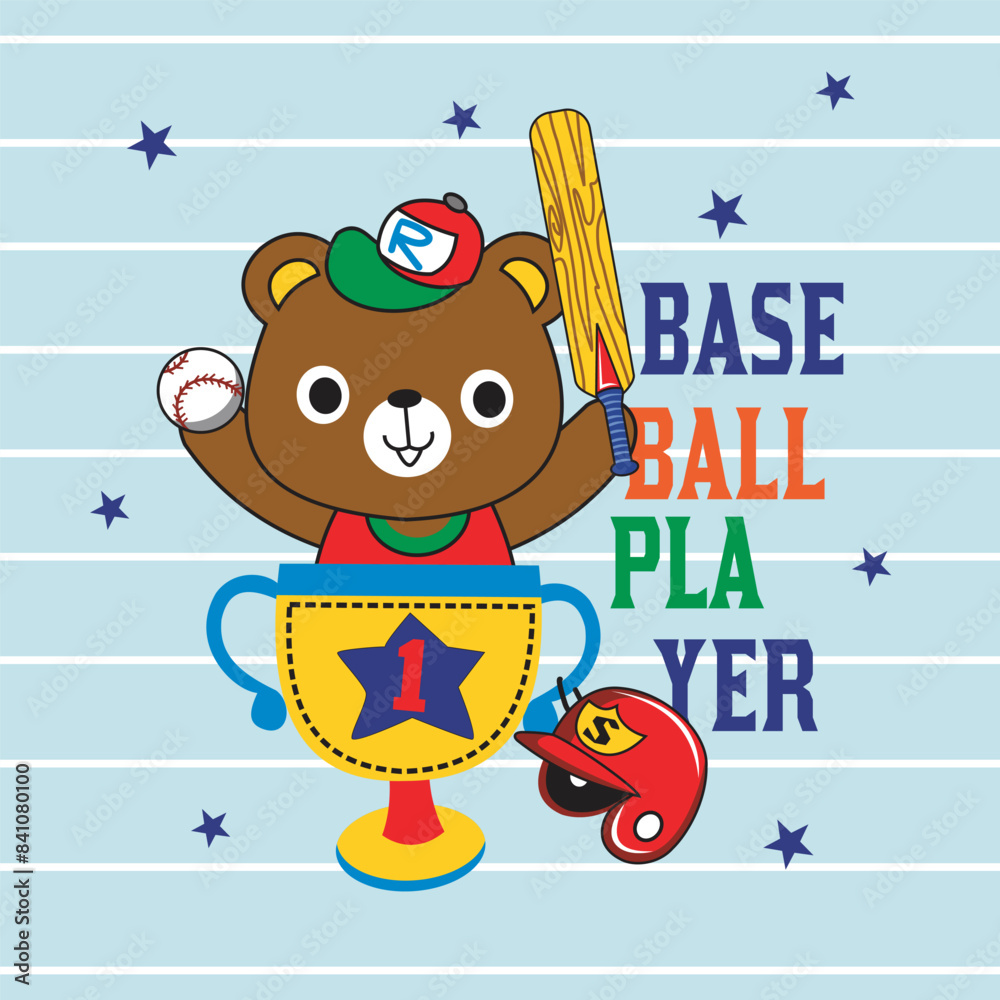 Bear is a famous baseball player,design cartoon vector illustration Bear is a famous baseball player,design cartoon vector illustration