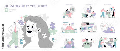 Humanistic Psychology. Flat Vector Illustration