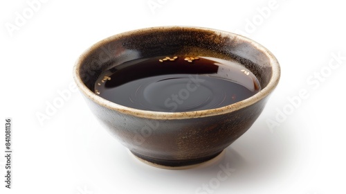 Isolated white background showcasing a tasty soy sauce bowl photo