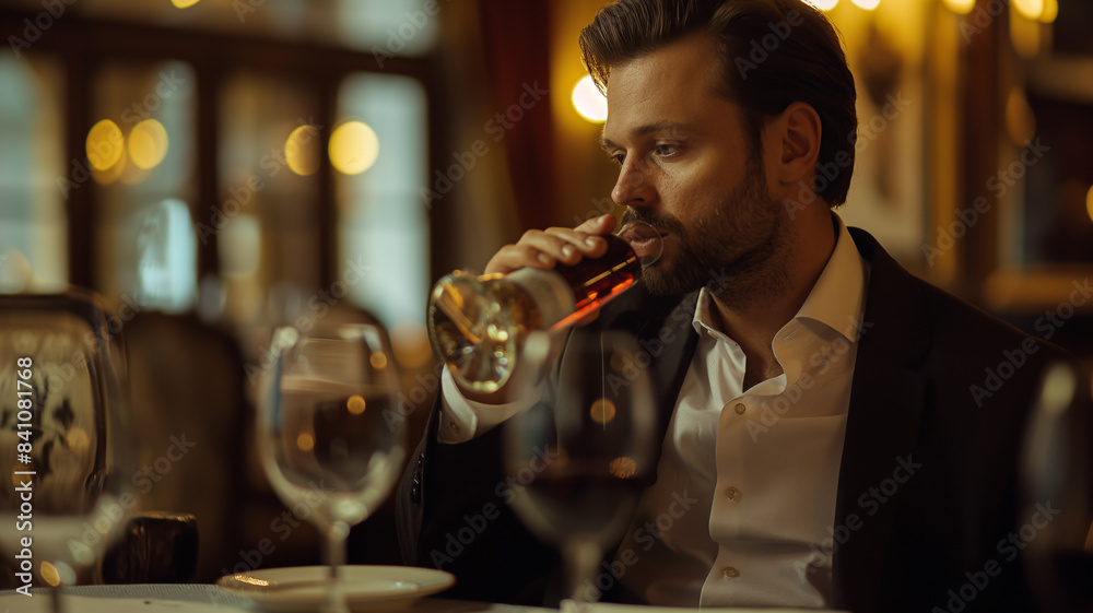 Handsome Mature Man Drinking in Dimly Lit Luxury Restaurant
Handsome Mature Man Drinking in Dimly Lit Luxury Restaurant