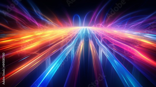 Radiant Pulsing Neon Lines in Electric Abstract Background Design
