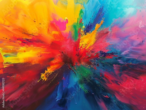 This abstract painting is full of vibrant colors and energy. It would be a great addition to any home or office.