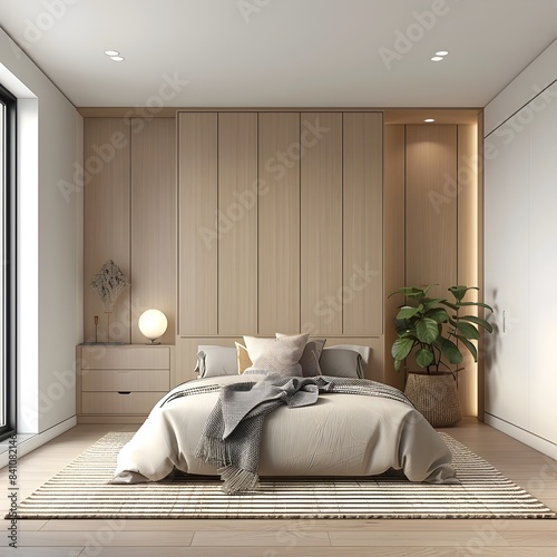 Tranquil Modern Bedroom with Minimalist Design and Cozy Ambiance