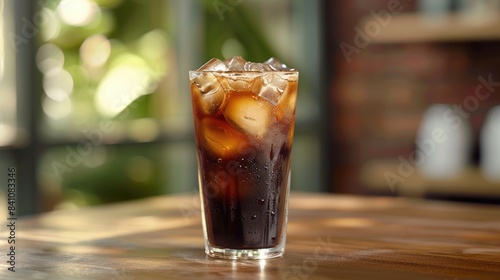 Iced black coffee in a glass