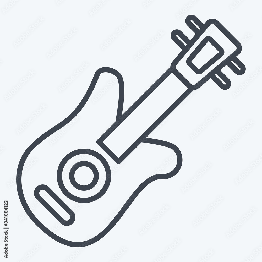 Icon Guitar. related to America symbol. line style. simple design illustration Icon Guitar. related to America symbol. line style. simple design illustration
