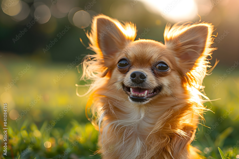 Happy and funny chihuahua enjoying a sunny day outside. Happy and funny chihuahua enjoying a sunny day outside.