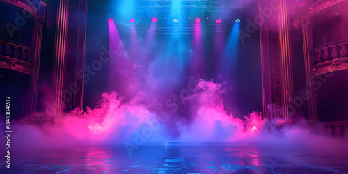 Magical stage with radiant spotlight effect