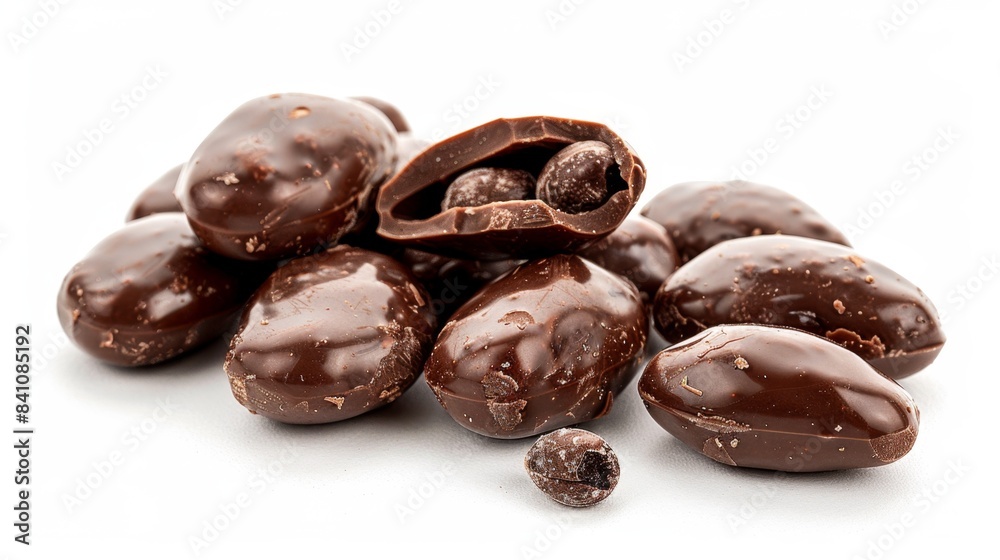 chocolate-covered nuts Isolated on white background. sweet delicious desserts concept for designer chocolate-covered nuts Isolated on white background. sweet delicious desserts concept for designer
