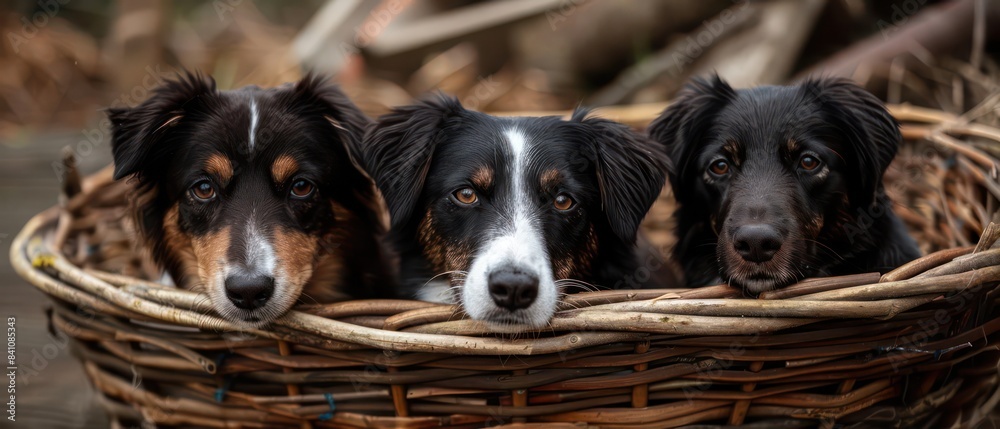 basket overflowing with adorable puppy dogs, their playful antics capturing hearts and spreading smiles basket overflowing with adorable puppy dogs, their playful antics capturing hearts and spreading smiles