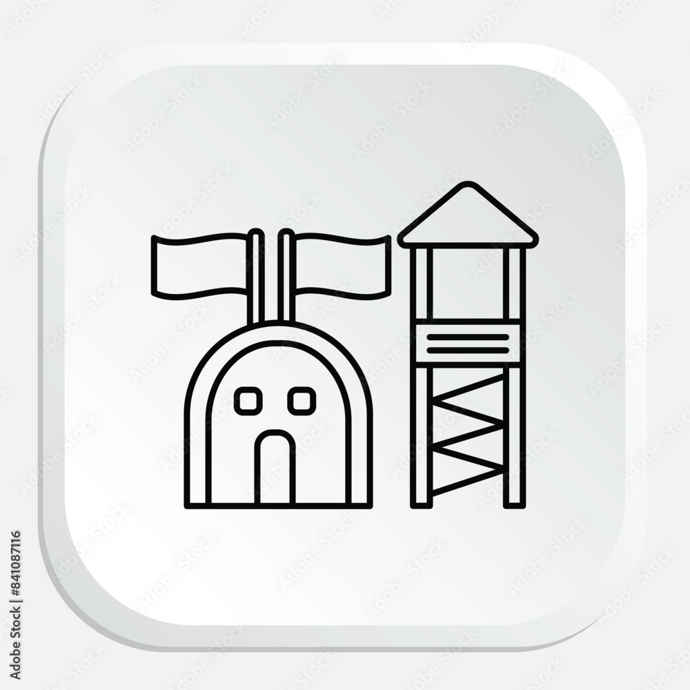 Obraz premium WebMilitary Base Icon - Symbolizing Defense Operations and National Security
