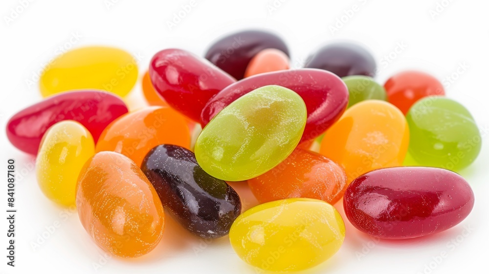 jelly beans Isolated on white background. Colorful and delicious desserts concept for designer jelly beans Isolated on white background. Colorful and delicious desserts concept for designer