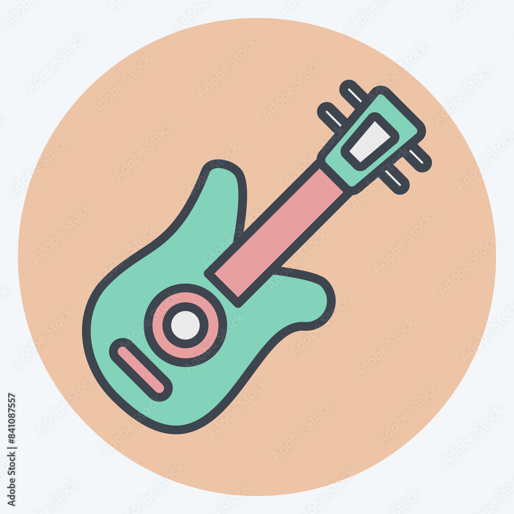 Icon Guitar. related to America symbol. color mate style. simple design illustration Icon Guitar. related to America symbol. color mate style. simple design illustration